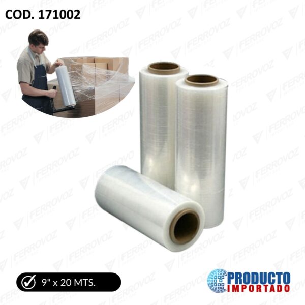 CINTA STRETCH FILM 18" X 20 UM X 3.3KG X ALTA ELASTICIDAD (X UNID)
