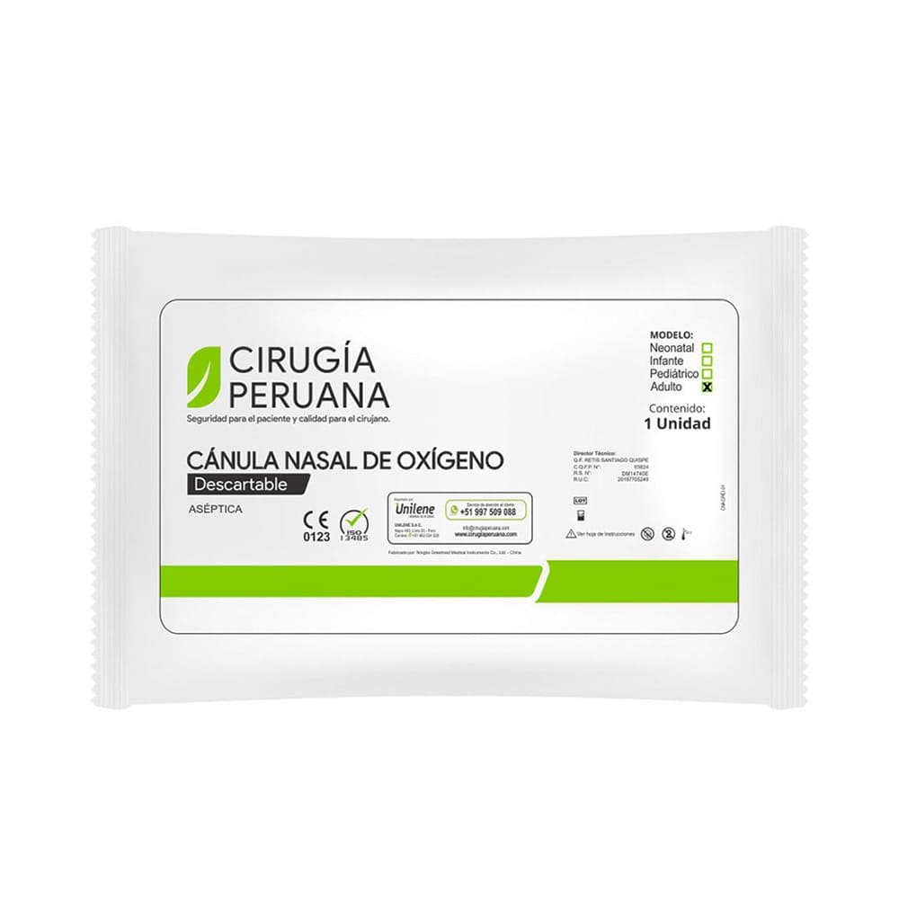 Cirugía Peruana Cánula Nasal de Oxígeno Descartable Adulto