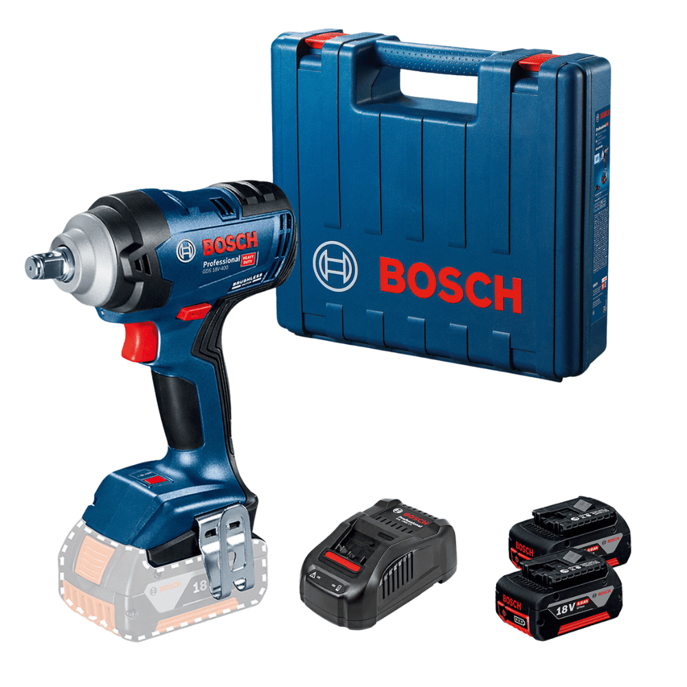 Llave de Impacto 18V Brushless 2 Baterías y Cargador Bosch GDS 18V-400