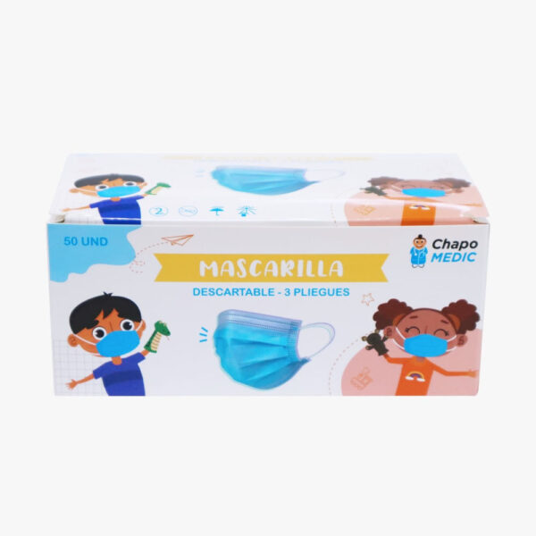 Mascarilla 3 pliegues para niños Chapomedic celeste