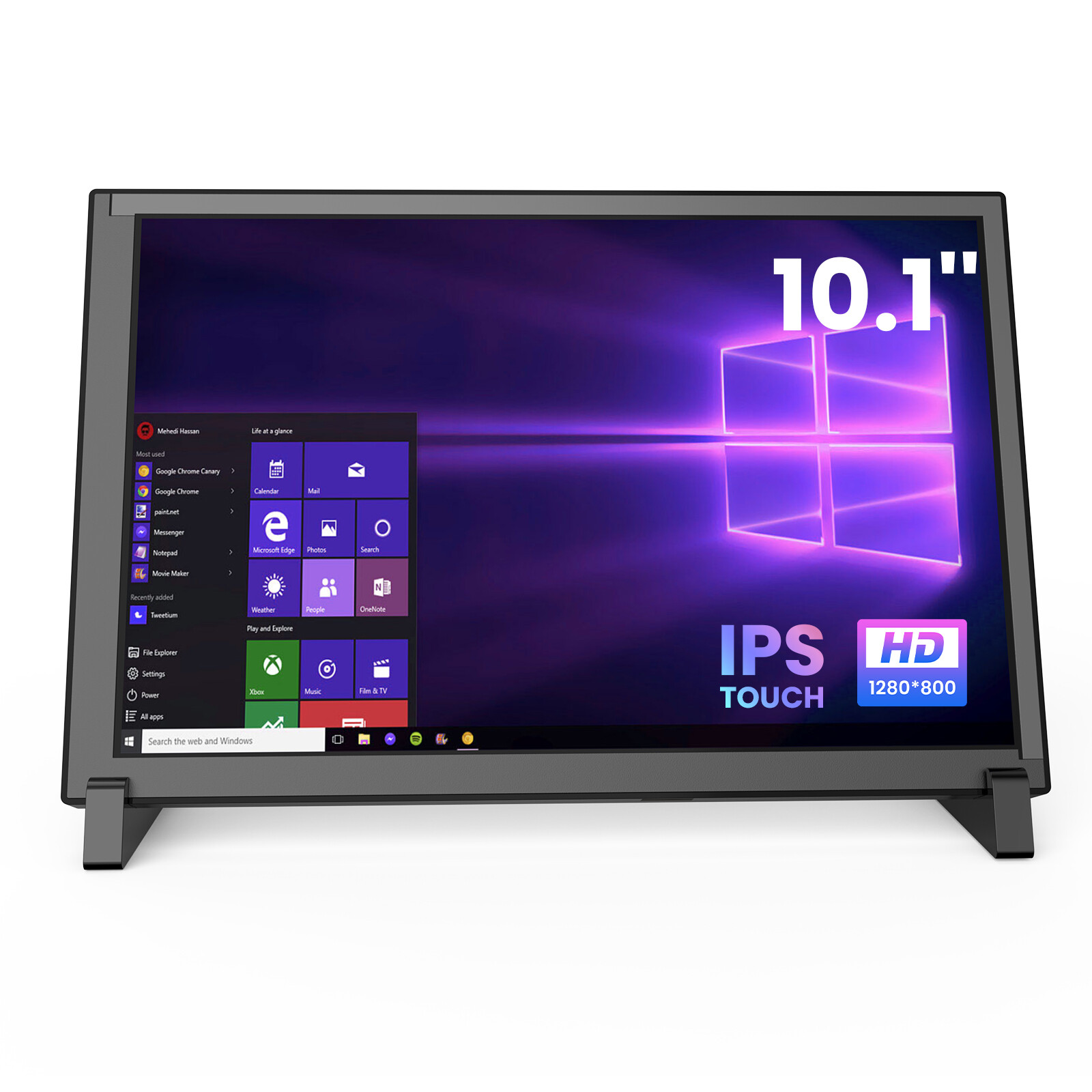 Monitor táctil IPS de 10″ para Raspberry Pi 5/4/3b+ 1280×800 HDMI USB y soportes