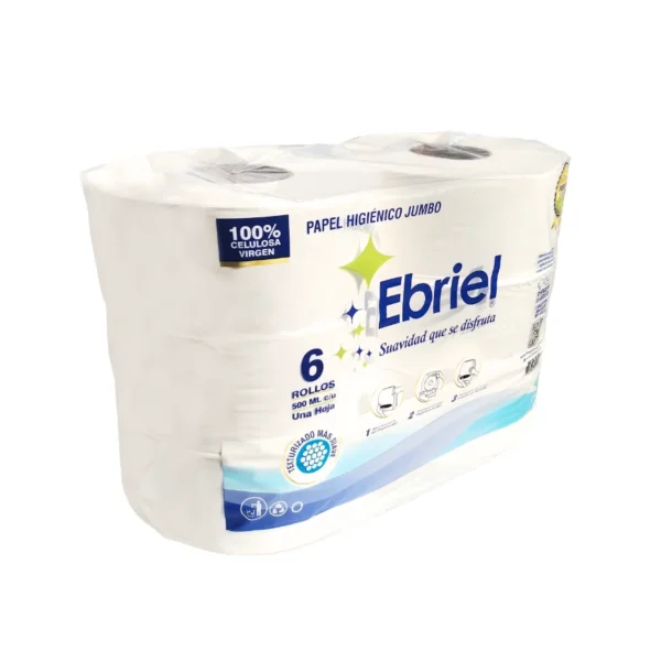 Papel higiénico jumbo 500 mt 100% celulosa x 6 rollos