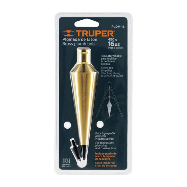 Plomada de latón 16 oz Truper