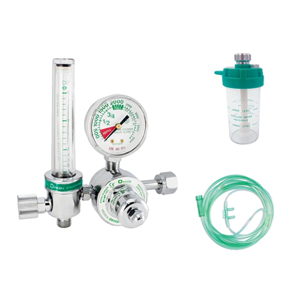 Regulador de Oxigeno CGA 540 con Flujometro 0-15Lpm+ Kit (Vaso Humidificador, Canula)