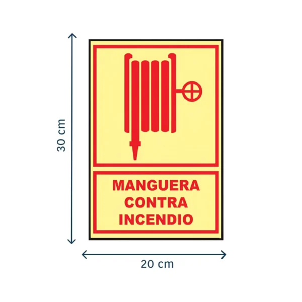 Señal de Manguera Contra Incendio Fotoluminiscente 20x30 cm