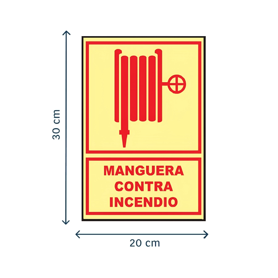 Señal de Manguera Contra Incendio Fotoluminiscente 20×30 cm