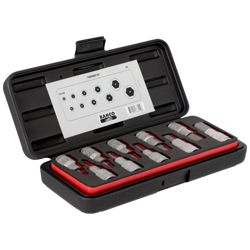 Set de Dados Punta Allen 1/2″ Milimétrico Corto 10 Pzs Bahco 7809M/10