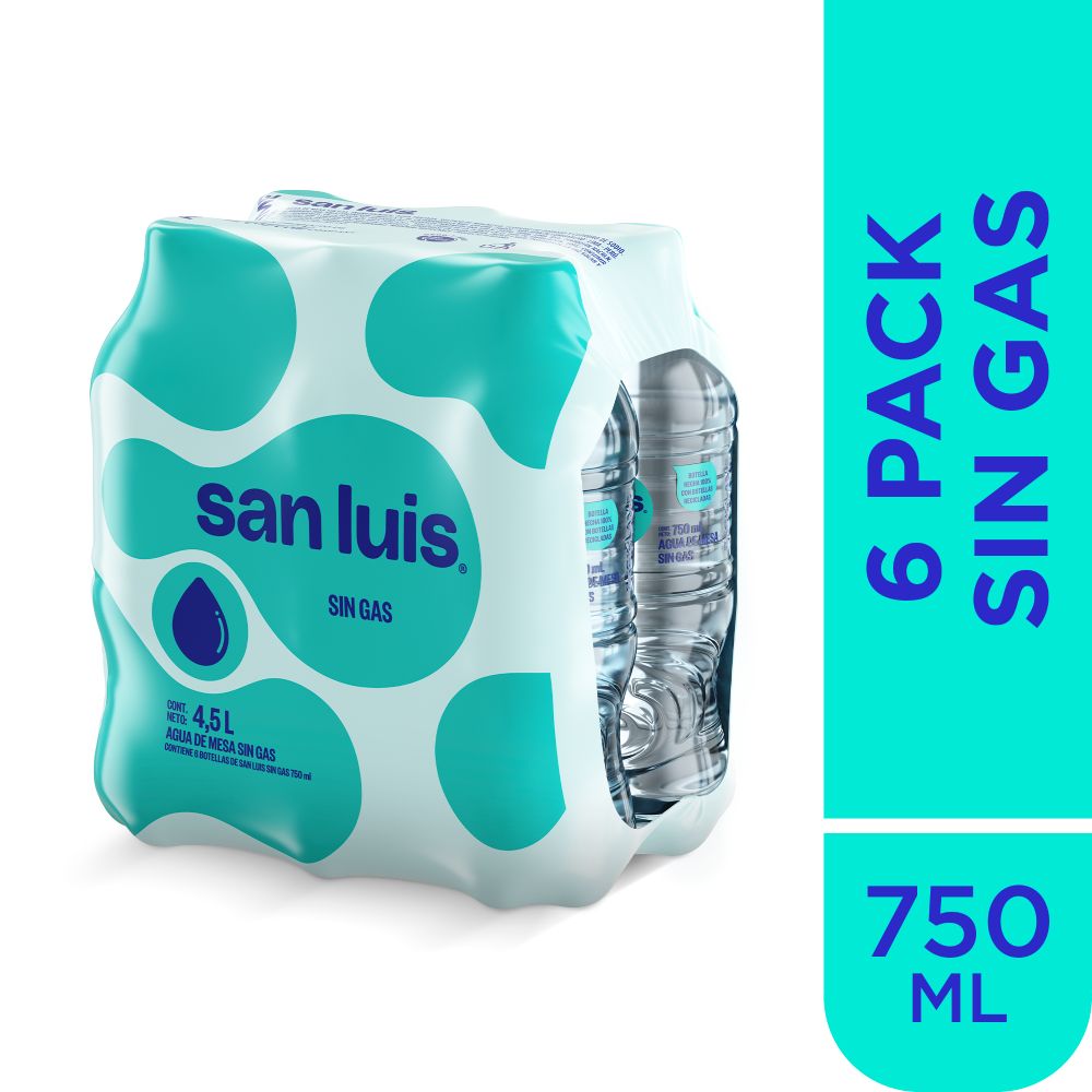 Sixpack Agua Sin Gas San Luis Botella 750ml